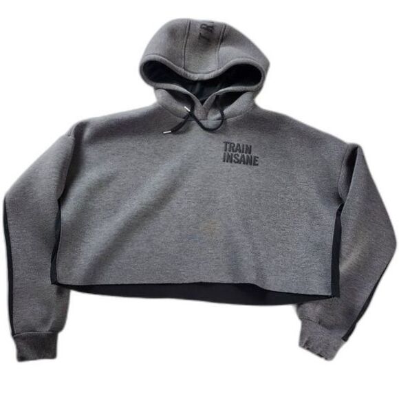 Atmosphere Hoodie Workout Grey Crop Boxy Sweatshirt Train Insane Top Size 12 - Picture 1 of 15